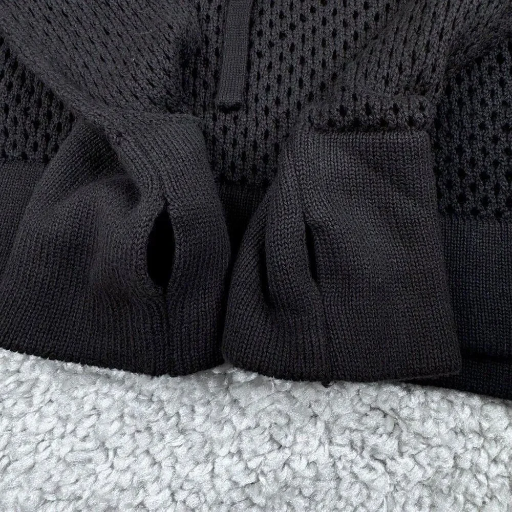 Prana Translucent Cowl Neck Sweater Open Knit Black NEW